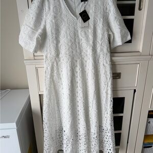 Chic White Lace Midi Dress